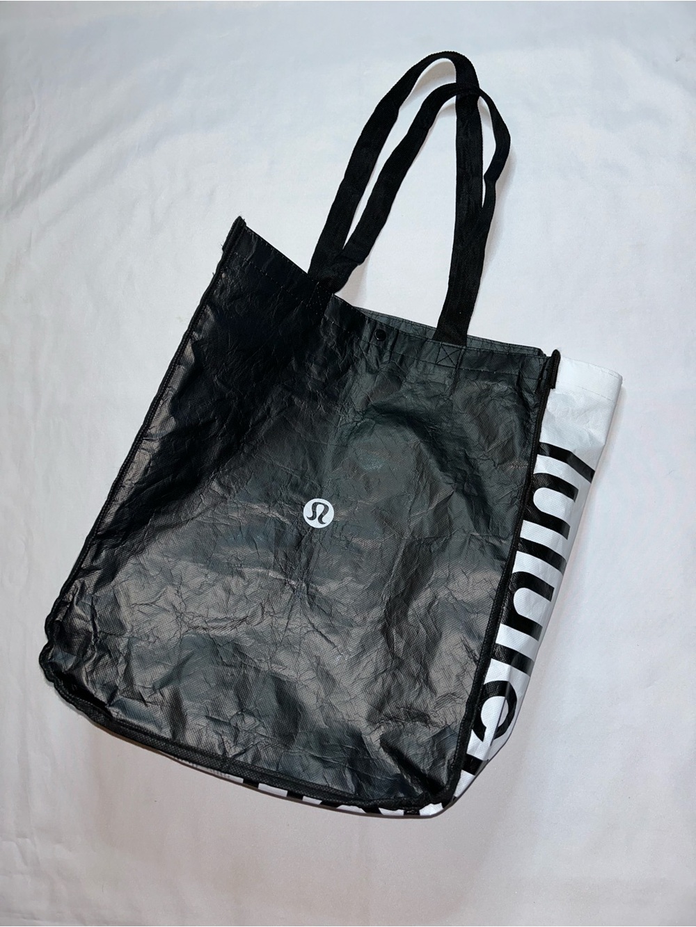 Lululemon Black & White Reusable Shopping Tote Bag Large